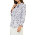 thumbnail image 4 of INSPIRE CHIC Women's Bow Tie Ruffle Collar Button Down Long Sleeve Floral Blouse S Lavender, 4 of 7