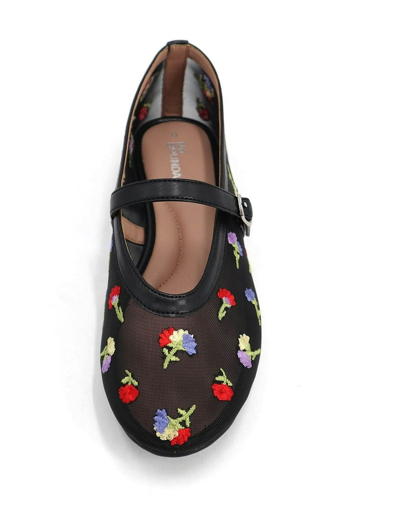 No Boundaries Women's Floral Mesh Mary Jane Shoe with Memory