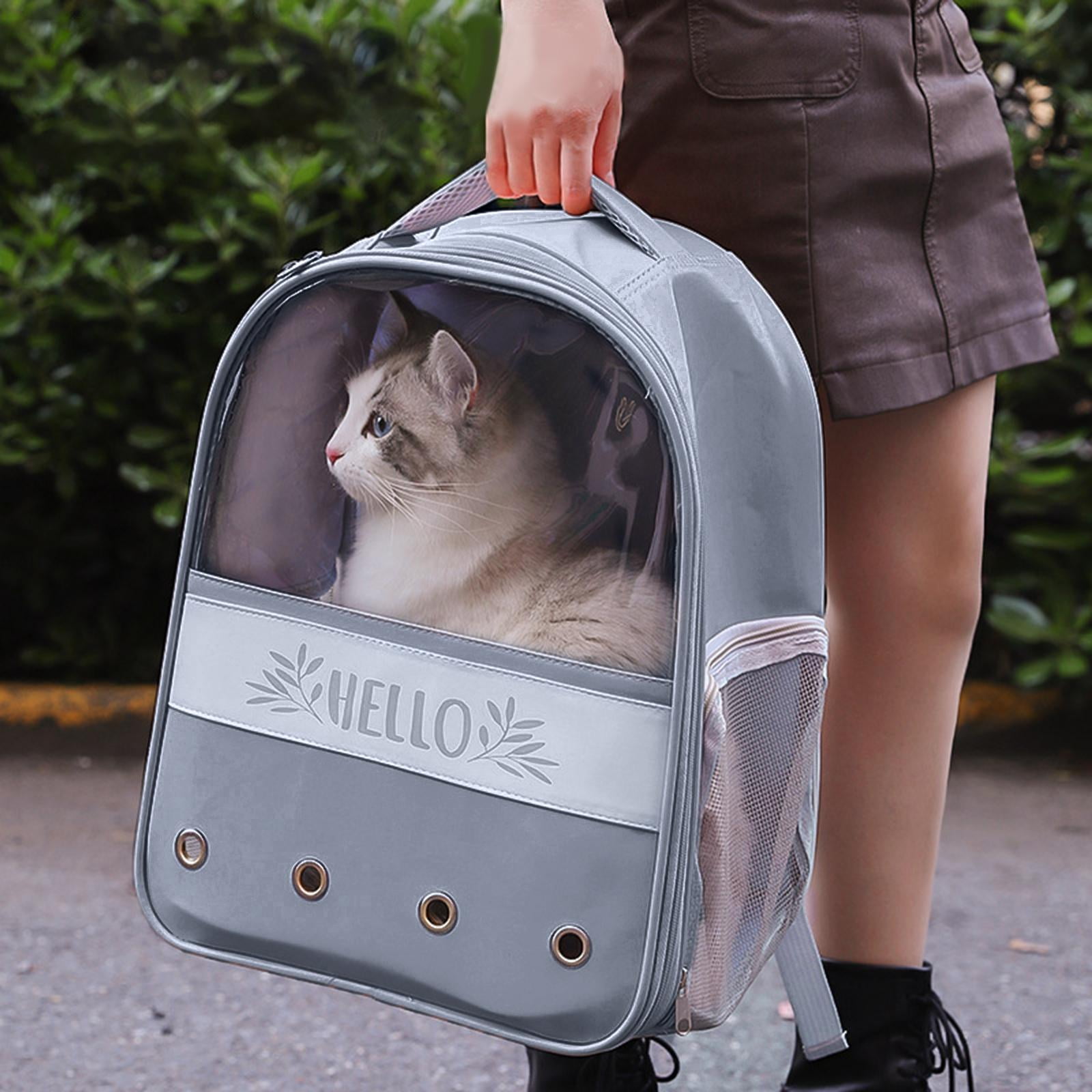 Bvdfgk Carrier Backpack Travel Bag dog Tote Handbag Cage Breathable Portable for Kitty C-Gray