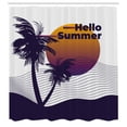 thumbnail image 2 of Ambesonne Tropical Shower Curtain, Simplistic Sun Tree Lines, 69"Wx84"L, Dark Orange Dark Purple, 2 of 4