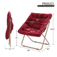 thumbnail image 2 of Magshion Saucer Chair Soft Faux Fur Oversized Folding Accent Chair Square Lounge Lazy Chair Moon Chair with Metal Frame for Bedroom Living Room, Red, 2 of 9