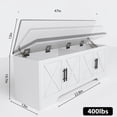 thumbnail image 3 of NYBOPAVIS 47" Wooden Storage Bench with Storage & Cushion, Upholstered Storage Bench with Safety Hinges for Entryway, Bedroom, White, 3 of 11