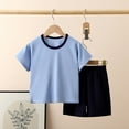 thumbnail image 2 of Vividxx Boys Summer Outfits Sets Casual Short Sleeve T-Shirt & Shorts Outfits Sets Comfortable Round Neck Elastic Waist Daily Wear For Toddler Teen Solid Color Holiday Dailywear, 2 of 8