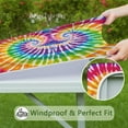 thumbnail image 6 of Colorful Rainbow Tie Dye Spiral Pattern Square Fitted Tablecloth with Elastic Edge,Square Table Cover,Washable Elastic Table Cover for Home Kitchen Party Decor 34"x34", 6 of 6