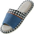 thumbnail image 2 of Pantuflas de lino sencillas antideslizantes para parejas, para el hogar, con fondo grueso, silenciosas, para hombres y mujeres, para interiores, frescas, para las cuatro estaciones, de algodón y, 2 of 6