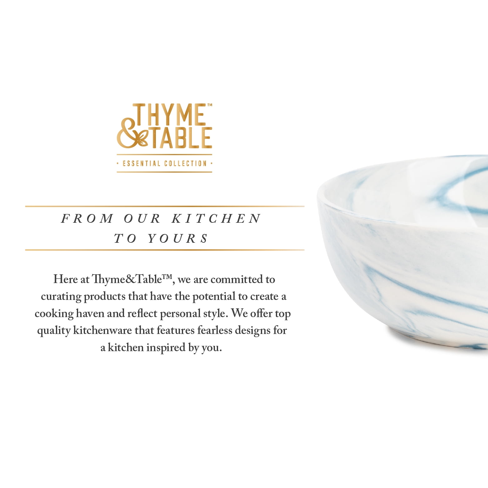 Thyme & Table Blue Marble Stoneware Round Cereal Bowl