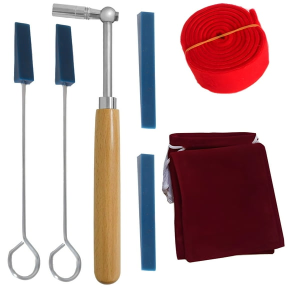 7 PCS Piano Tuning Kit, Wooden Handle Metal Tuning Lever, Rubber Mute, Felt Cloth Strip, Piano Accessories for Professionals Beginners