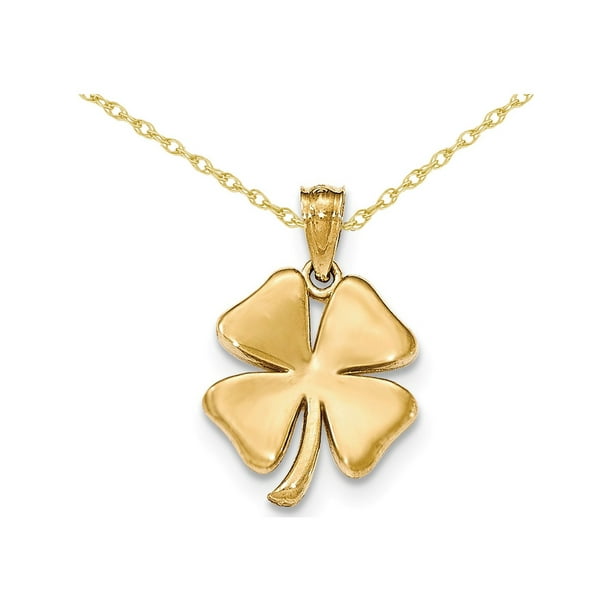 Gem And Harmony Four Leaf Clover Pendant Necklace in 14K Yellow Gold