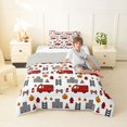 thumbnail image 2 of Castle Fairy Cartoon Truck Twin Comforter Sets 3-Piece for Kids,Flame Print Bedding Set for Bedroom,Red White,Grey Reversible, 2 of 6
