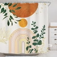 thumbnail image 2 of Orange Boho Mid Century Modern Shower Curtain for Bathroom Decor 72Wx72H Abstract Gold Leaves Minimalist Geometric Arch Sun Art Printed Fabric Polyester Waterproof 12 Pack Plastic Hooks, 2 of 6