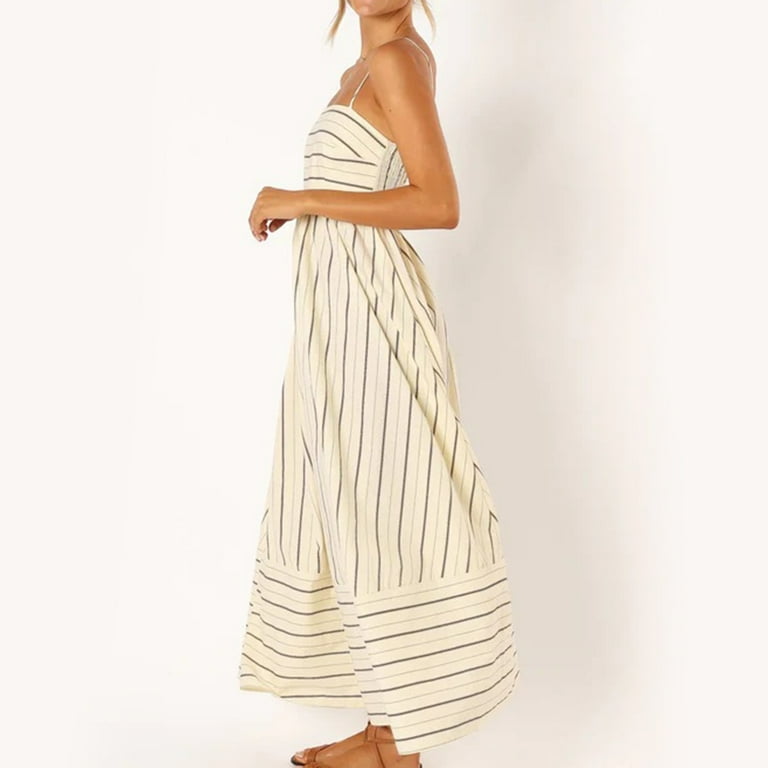 beige striped maxi dress Briva Striped Empire Maxi Dress  Square 1 Boutique