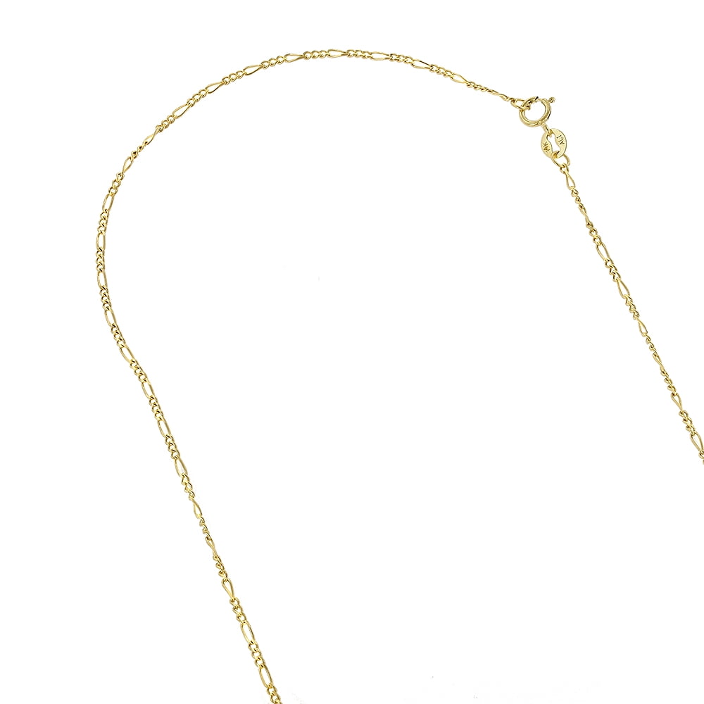 1.9mm 14k Yellow Solid Gold Figaro Chain Necklace