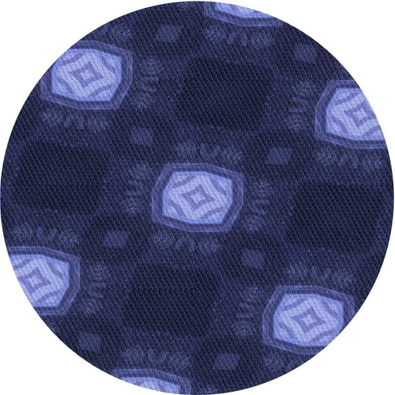 Ahgly Company Indoor Round Patterned Night Blue Area Rugs, 7' Round