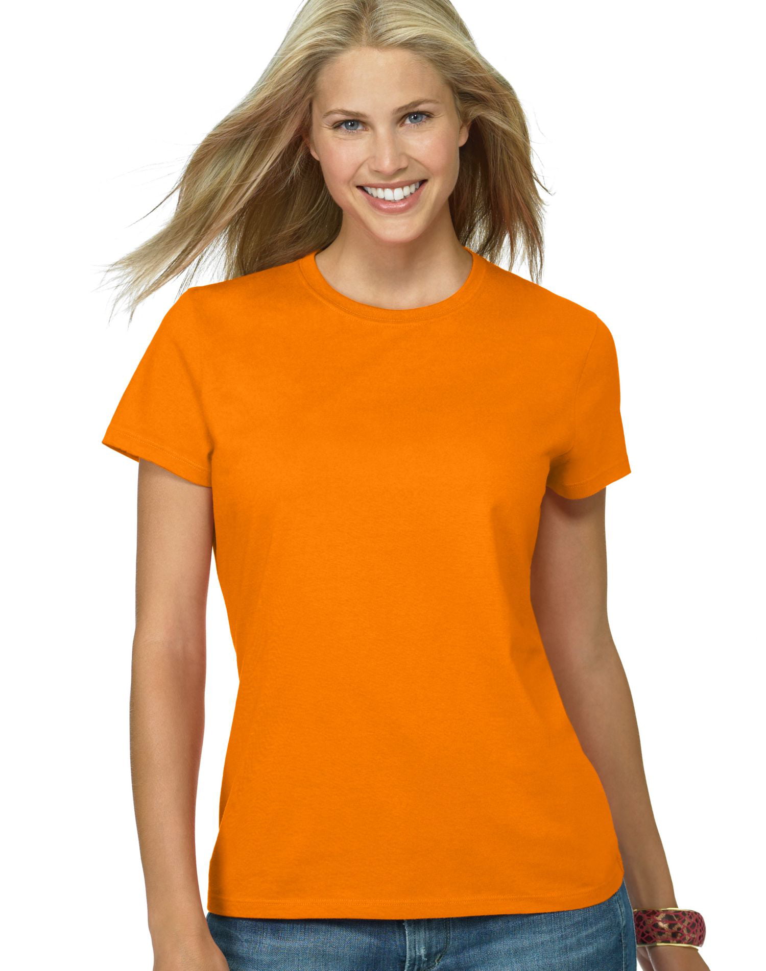 Hanes - Hanes Nano-T Women`s T-shirt, SL04, M, Athletic Orange ...