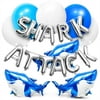 50 Pcs Shark Attack Foil and Latex Balloons for Kids Ocean Under the Sea Theme Birthday Party Supplies and Decorations