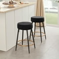 thumbnail image 4 of Duhome Counter Height Bar Stools Set of 2 Barstools Counter Stools Round Kitchen Stools Backless Velvet Stool, Black and Gold, 4 of 7