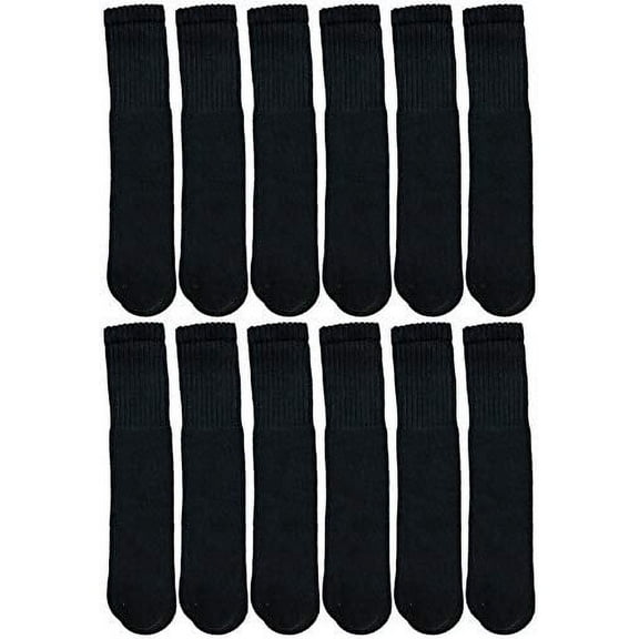 Yacht & Smith Mens & Womens Wholesale Bulk Cotton Tube Socks, Referee Style, by SOCKS'NBULK (12 Pairs Black, Mens 10-13 (Shoe Size 7-12))
