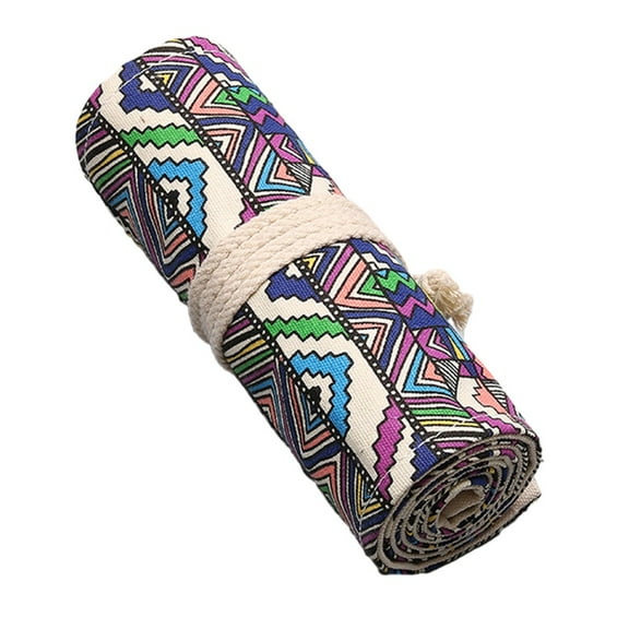 48 Holes Roll Art Pencil Case Korean Style Canvas Student Pencil Bag Paint Brush Art Holder Student Supplies Stationery
