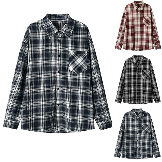 Ceisia Men's Oversize Plaid Polyester-Cotton Long-Sleeve Button-Down Shirt for Spring/Summer Casual Gift