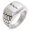 Silver, variant on Stainless Steel Rod of Asclepius Geometric Pattern Step-Down Biker Style Polished Ring