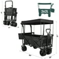 thumbnail image 2 of Pirecart Collapsible Garden Wagon Cart with Removable Canopy, Folding Beach Wagon with Adjustable Handle, 2 of 7