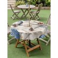 thumbnail image 5 of Outdoor Tablecloth with Umbrella Hole Zipper Navy Blue Coastal Round Tablecloth 54" Waterproof Outside Table Cloth Summer Beach Shell Starfish Vintage Patio Table Cover Tablecloths for Picnic Party, 5 of 8