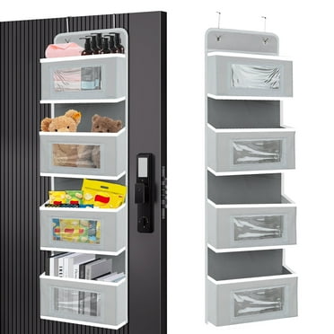 Over The Door Organizer Storage,4 shelf Door Organizer Hanging,Hanging Closet Organizers and Storage Organizer for Closet,Baby Kids Closet Door Organizers for Storage,Nursery,Bedroom (Grey)