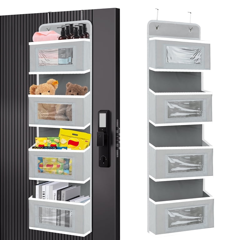 BUSATIA Over the Door Organizer with 4 Clear Shelves, Gray photo 1