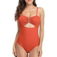 thumbnail image 1 of Charmo Womens Cut Out Smocked One Piece Swimsuits Swimwear High Cut Backless Monokinis Bathing Suits, 1 of 6