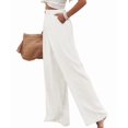 thumbnail image 2 of Women'S Pants Casual Button Up High Waisted Wide Leg Trousers White XL, 2 of 7