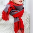 thumbnail image 2 of Alkepwun Chunky Scarf Fluffy Warps for Women Winter Thick Soft Shawl Double Sided Two Tone Tassel Matching Color Scarf shawl, 2 of 3