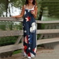thumbnail image 2 of Cavosen Dressy Rompers for Women Fourth of July Plus Size Loose Linen Sleeveless Patriotic Jumpsuits High Waist Wide Leg Long Overalls with Pocket Star and Stripe Holiday Rompers, 2 of 5