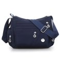 thumbnail image 1 of Bolso bandolera multibolsillos para mujer, de nailon impermeable, de un solo hombro, de viaje, color azul, 1 of 8