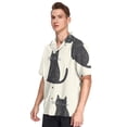 thumbnail image 2 of Ckdifva Cats in Cream Background Mens Button Down Short Sleeve Shirt Casual Shirts Beach Hawaiian Shirts, 2 of 8