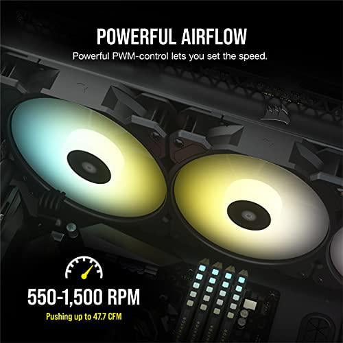 Lighting of Fan 120mm PWM PC Black with iCUE SP120 CORSAIR Performance Kit 3) (Pack Triple Node RGB ELITE iCUE