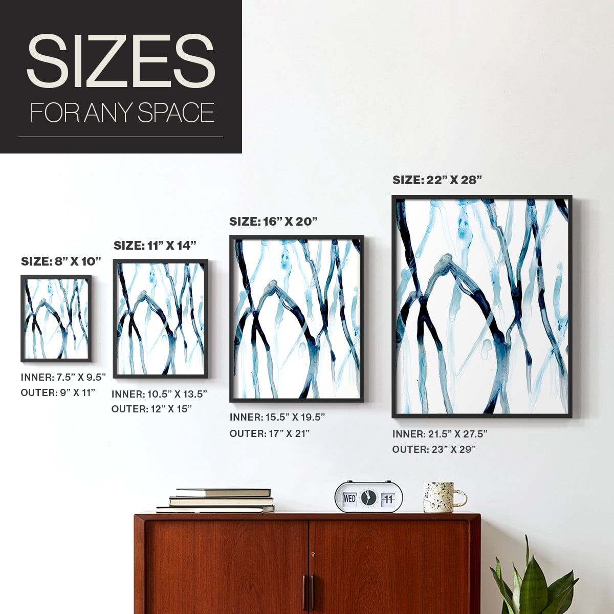 Runnel I Framed Print in Black Solid Wood Framed Print No Nail Hanging