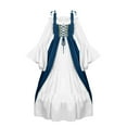 thumbnail image 3 of Medieval Renaissance Dress for Women Long Sleeve Lace Up Overdress with Underdress Historical Cosplay Costume, 3 of 7