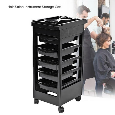 Walfront Salon Trolley Cart With 5 Abs Drawers Rolling Wheels