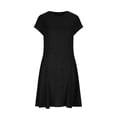 thumbnail image 2 of TaTaai Women Summer Short Sleeve Round Neck Rib Knit Dress Solid Color Slimming Casual Fashion Dress Soft Stretchy Breathable for Daily Home and Casual Occasions Gift, 2 of 9