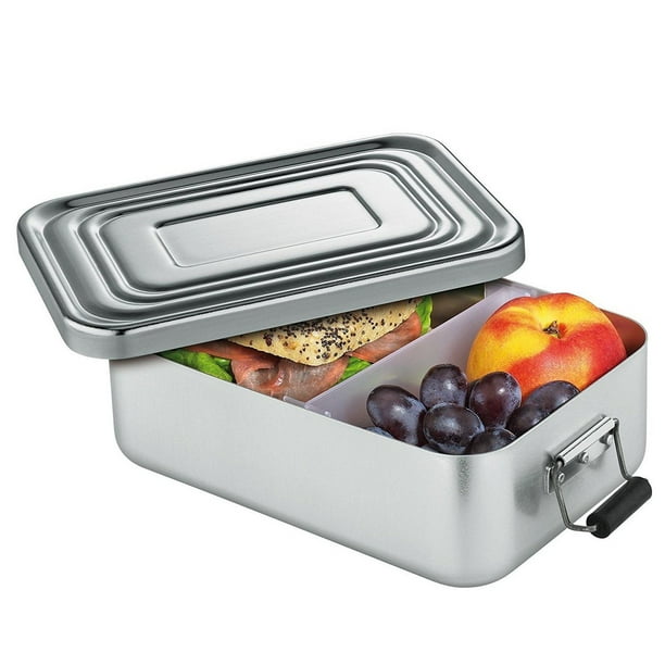 Kuchenprofi 9" X 6" Large Aluminum Lunch Box with Divider Silver