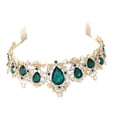 thumbnail image 3 of EeaseCA 1 Pce Couronne en Strass Cristal avec Peigne Élégante Grande Couronne pour Fête Mariage Cosplay (Vert), 3 of 7