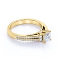 thumbnail image 3 of JeenMata Anillo Pavé de Talla Princesa de 1,5 Uds Anillo Antiguo, Anillo de Compromiso con Cuerpo Dividido, Oro Amarillo de 18 K sobre Plata, 3 of 5