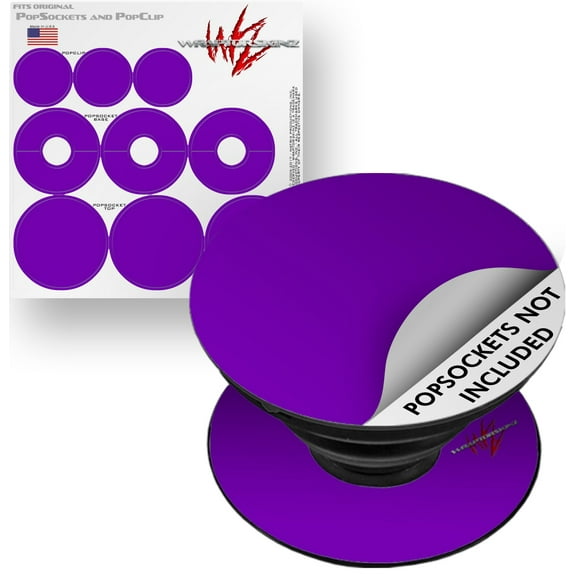 Decal Style Vinyl Skin Wrap 3 Pack for PopSockets Solids Collection Purple (POPSOCKET NOT INCLUDED) by WraptorSkinz