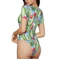 thumbnail image 3 of The Xecao Flowers and Cactus Women's Crew Neck Body Suit, a short-sleeved bodysuit and basic swimsuit, both comfort and style for dating and daily life, 3 of 9