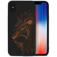 thumbnail image 1 of Case Yard Wooden Case for iPhone-X Soft TPU Silicone cover Slim Fit Shockproof Wood Protective Phone Cover for Girls Boys Men and Women Supports Wireless Charging Doodle Lion Face Design, 1 of 7