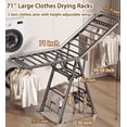 thumbnail image 2 of Heavy Duty Clothes Drying Rack Foldable with Wheels, 71'' Extra-Thick Metal Laundry Dryer Stand, 27 Rods Free-Standing for Indoor/Outdoor Windproof Use, 2 of 6
