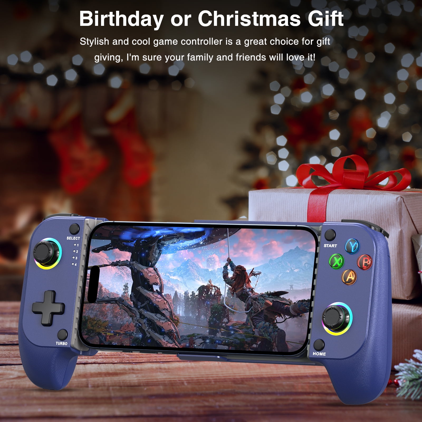 Controlador de Juegos Móvil para iPhone y Android, Controlador Inalámbrico QQV con RGB, Botones Traseros Programables, Diseño Extensible, Azul 8