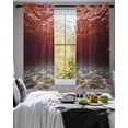 thumbnail image 3 of Red Ocean Waves Sheer Curtains 54 Inch Length 2 Panels Set for Living Room/Bedroom, Summer Beach Coastal Abstract Kitchen Curtains Grommet Semi-Sheer Curtains Drapes Voile Window Treatments 42"x54"x2, 3 of 7
