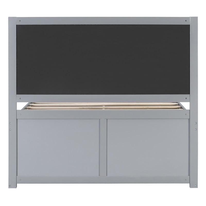 Full Size Pet-Friendly Platform Bed with Under-Bed Pet Nooks, Heavy Duty Wooden Storage Bed Frame with Padded Headboard