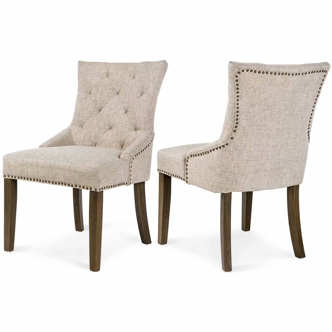 Piscis Dining Chairs Set of 2, Modern Elegant Button Tufted Linen